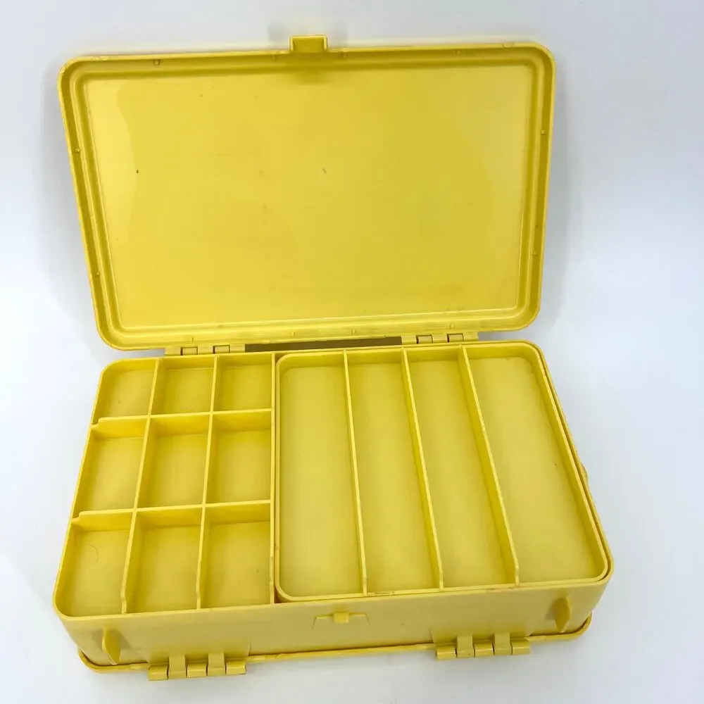 Vintage Caboodles Yellow Double Sided Make Up Accessories Jewelry Storage Case
